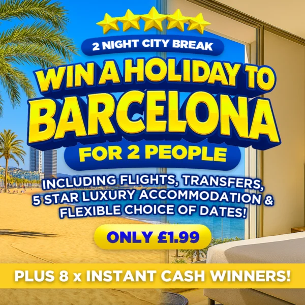 BARCELONA CITY BREAK FOR 2 PEOPLE + INSTANT WIN CASH PRIZES